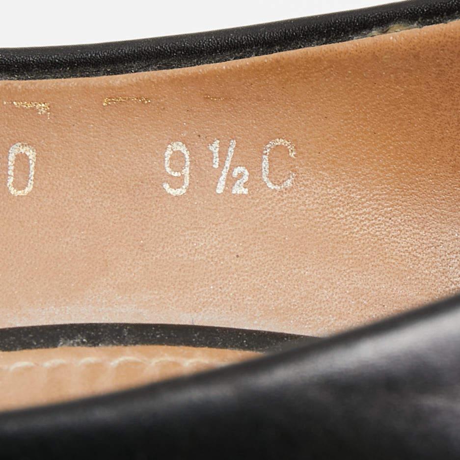 Salvatore Ferragamo Noir Cuir Pointed Toe Loafer Pumps Size 40 en vente 5