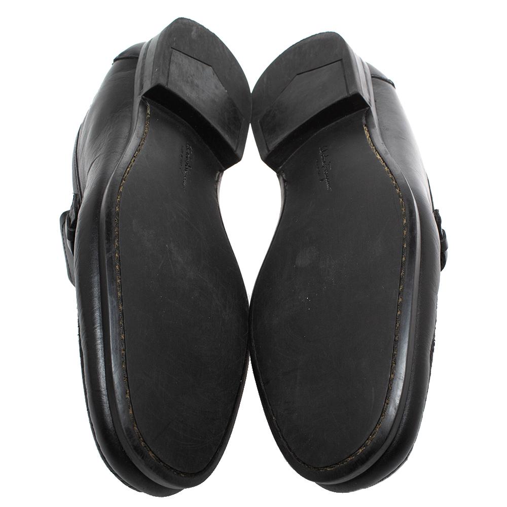 Salvatore Ferragamo Black Leather 'Ponza' One Side Gancio Loafers Size 42.5 1