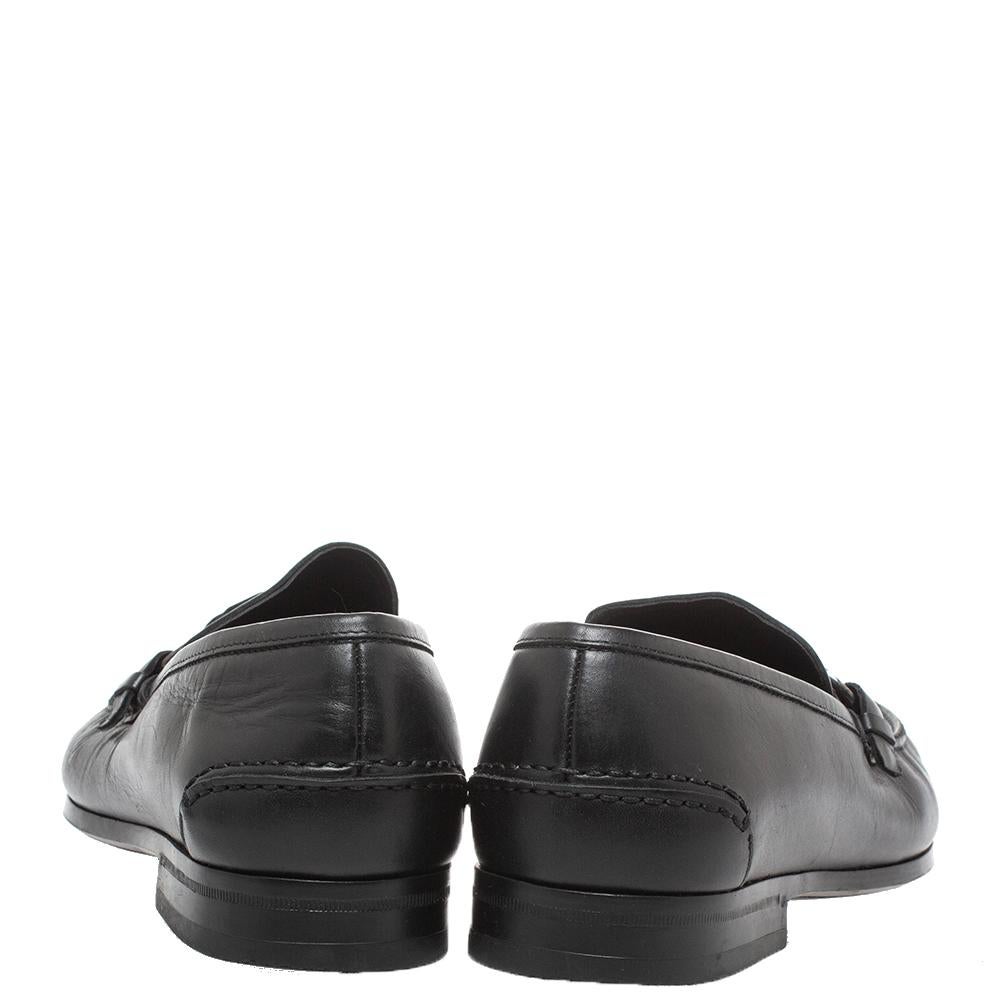 Salvatore Ferragamo Black Leather 'Ponza' One Side Gancio Loafers Size 42.5 3