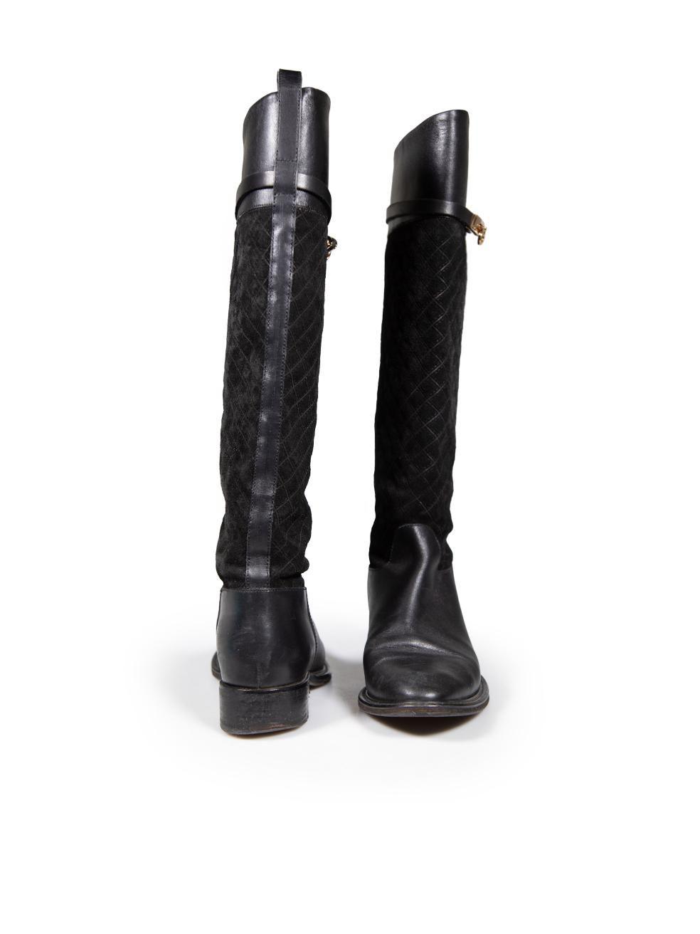 Salvatore Ferragamo Black Leather Riding Boots Size US 5 In Good Condition For Sale In London, GB