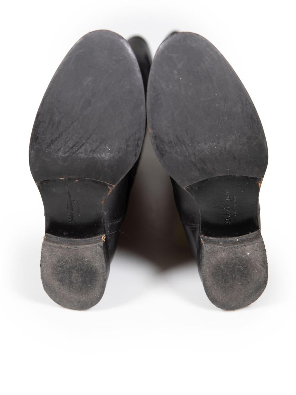 Women's Salvatore Ferragamo Black Leather Riding Boots Size US 5 For Sale