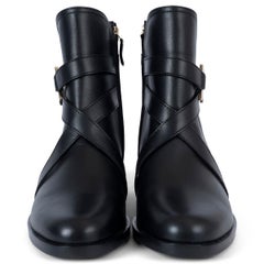 SALVATORE FERRAGAMO black leather SHADI Ankle Boots Shoes 8.5
