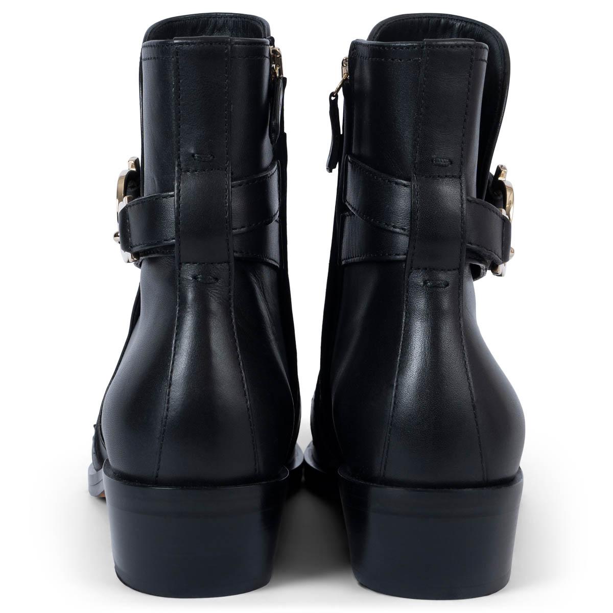 Women's SALVATORE FERRAGAMO black leather SHADI Ankle Boots Shoes 8.5 For Sale