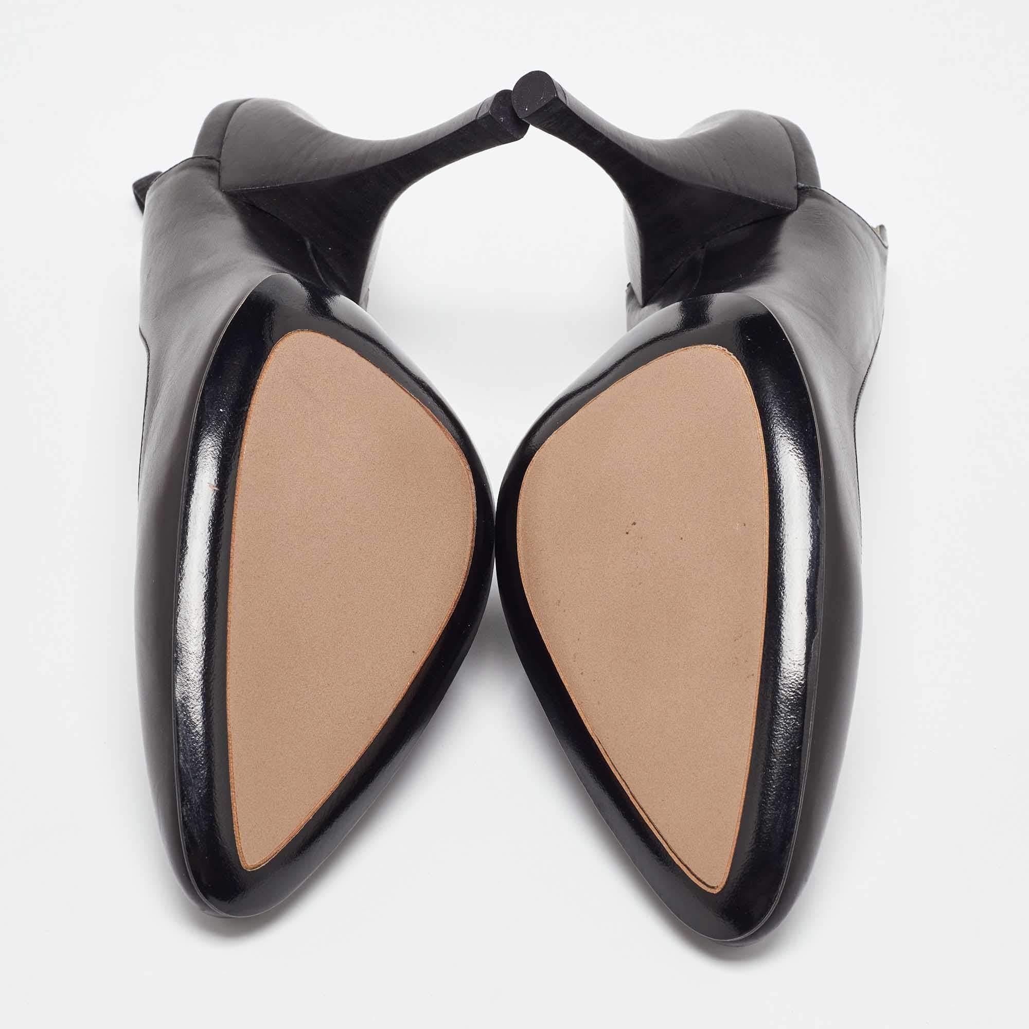 Salvatore Ferragamo Black Leather Slingback Pumps Size 37.5 For Sale 2