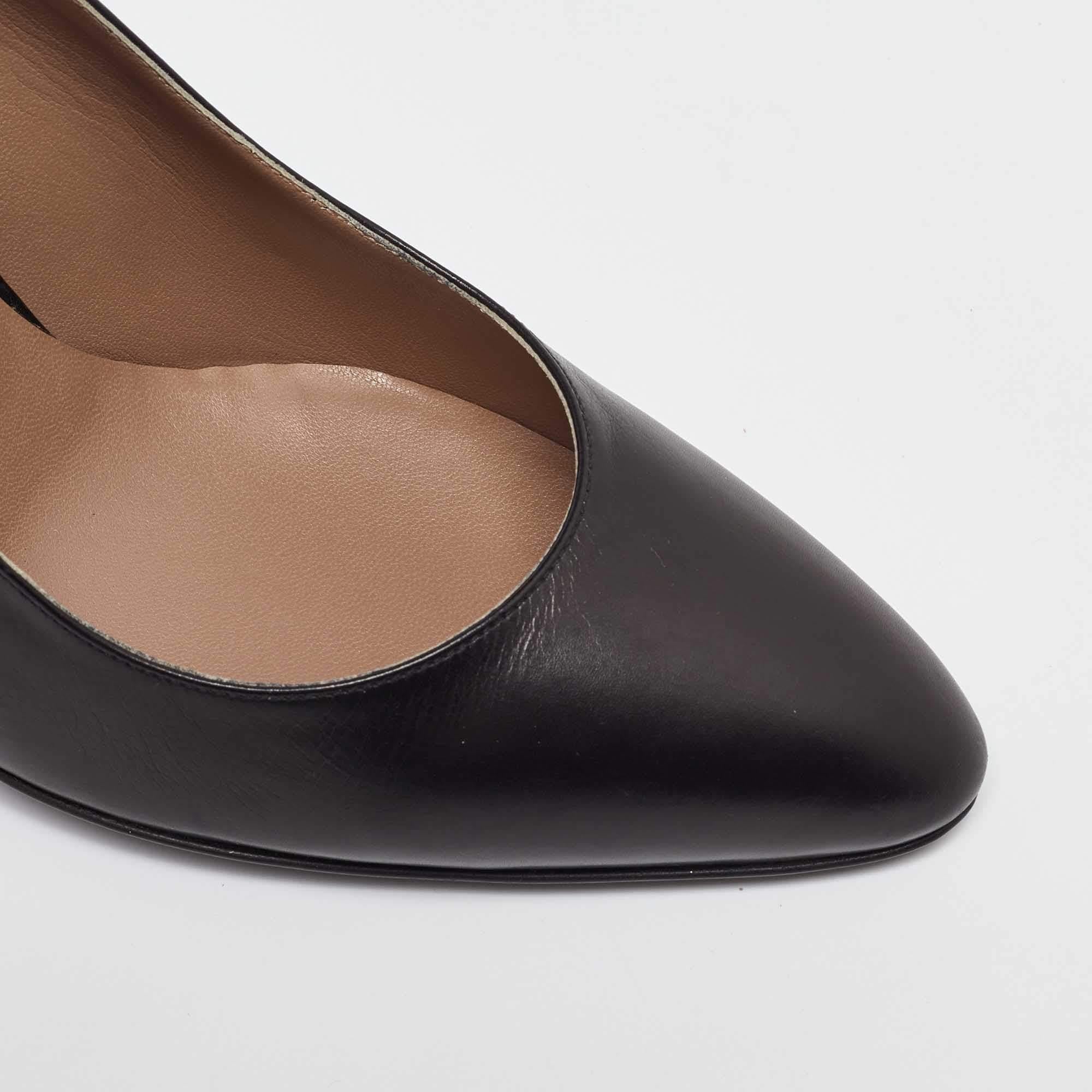 Salvatore Ferragamo Black Leather Slingback Pumps Size 37.5 For Sale 3