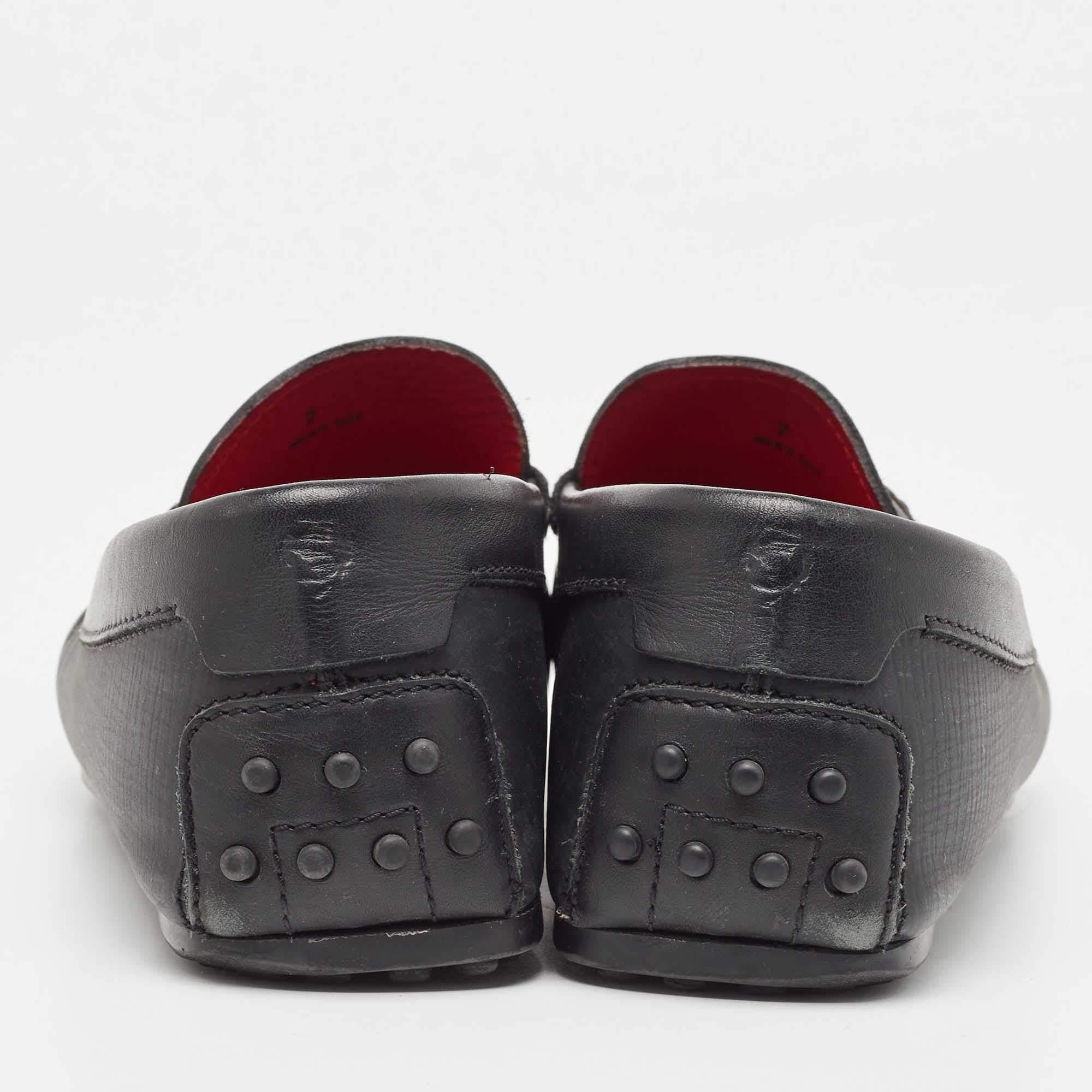 Salvatore Ferragamo Black Leather Slip On Loafers Size 41 For Sale 1