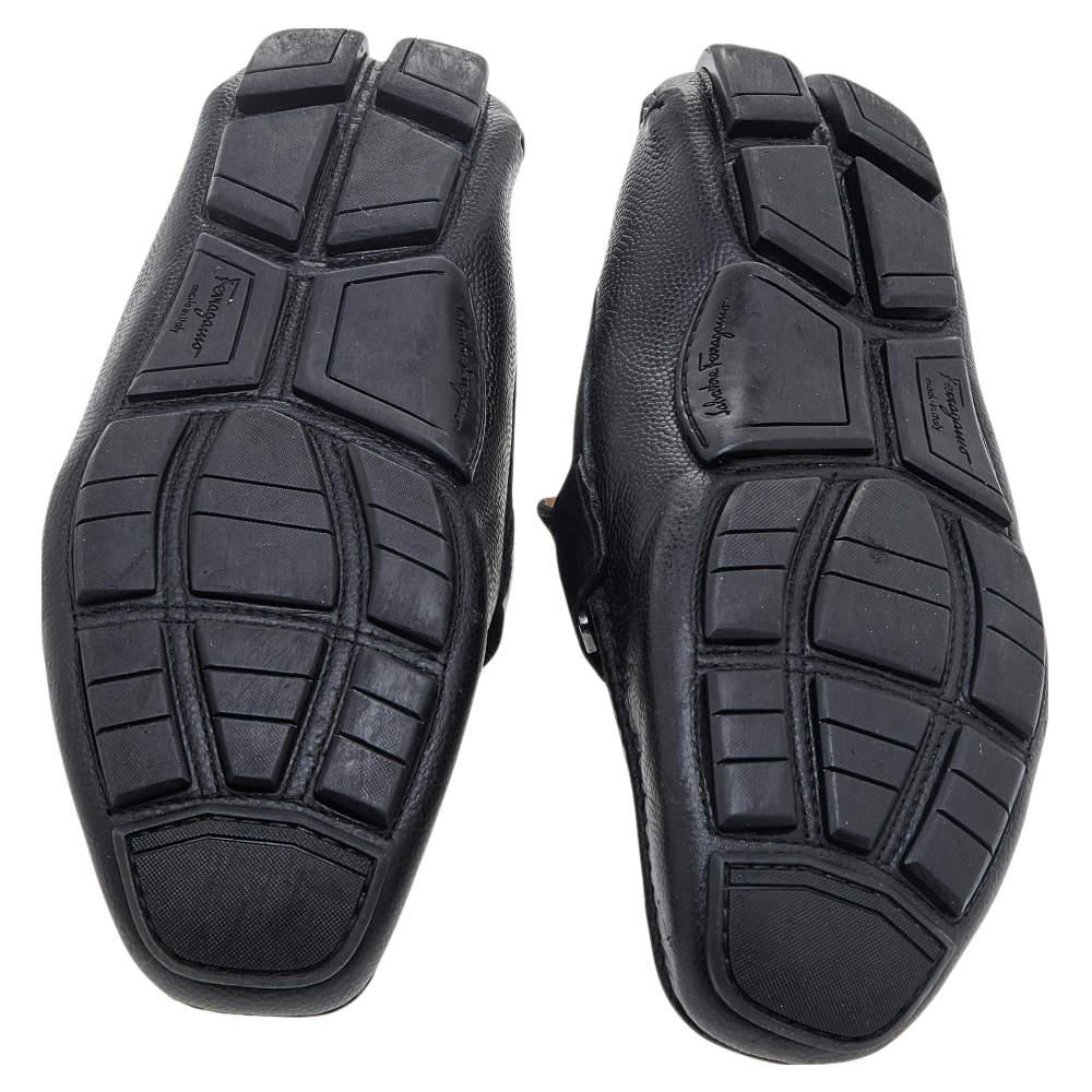 Salvatore Ferragamo Black Leather Slip On Loafers Size 41 For Sale 2