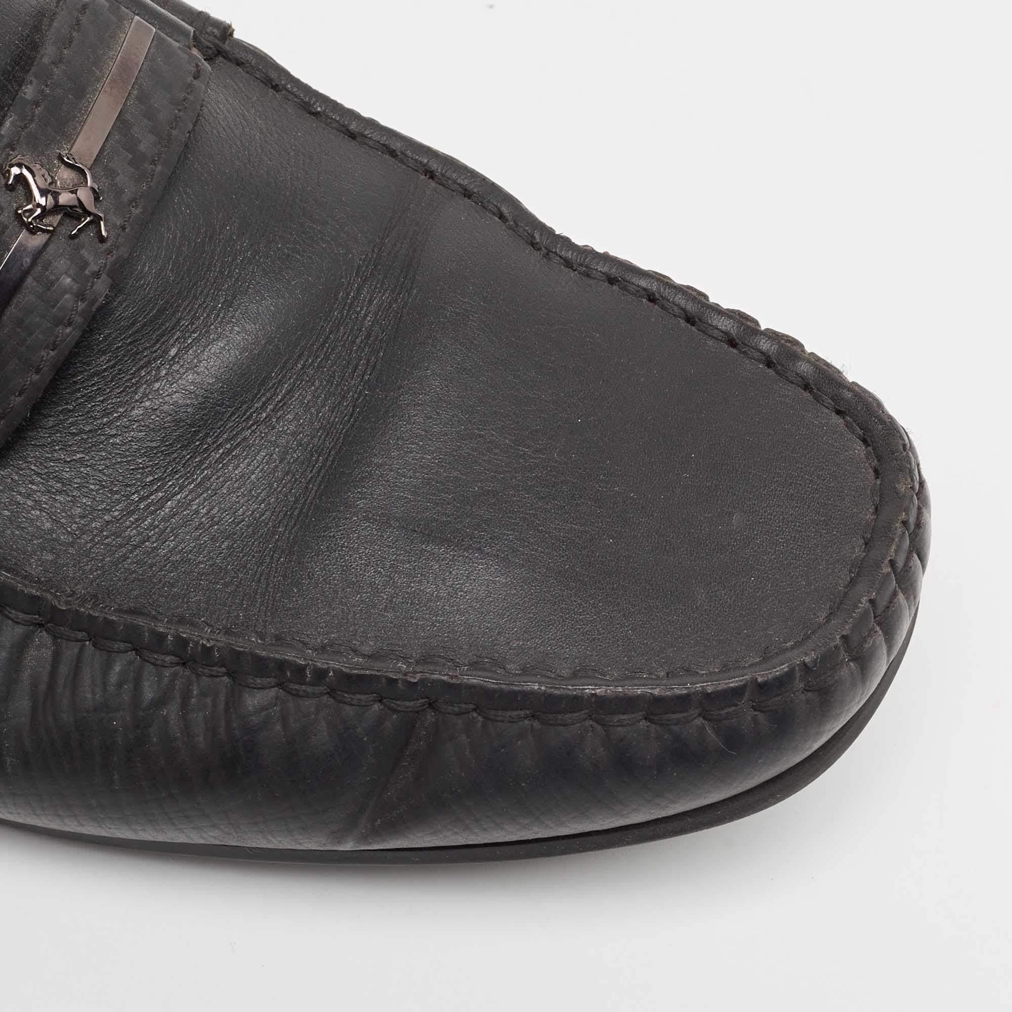 Salvatore Ferragamo Black Leather Slip On Loafers Size 41 For Sale 3