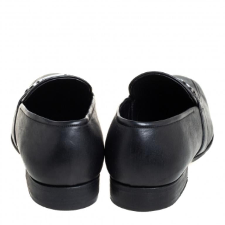 Men's Salvatore Ferragamo Black Leather Slip On Loafers Size 43.5 For Sale