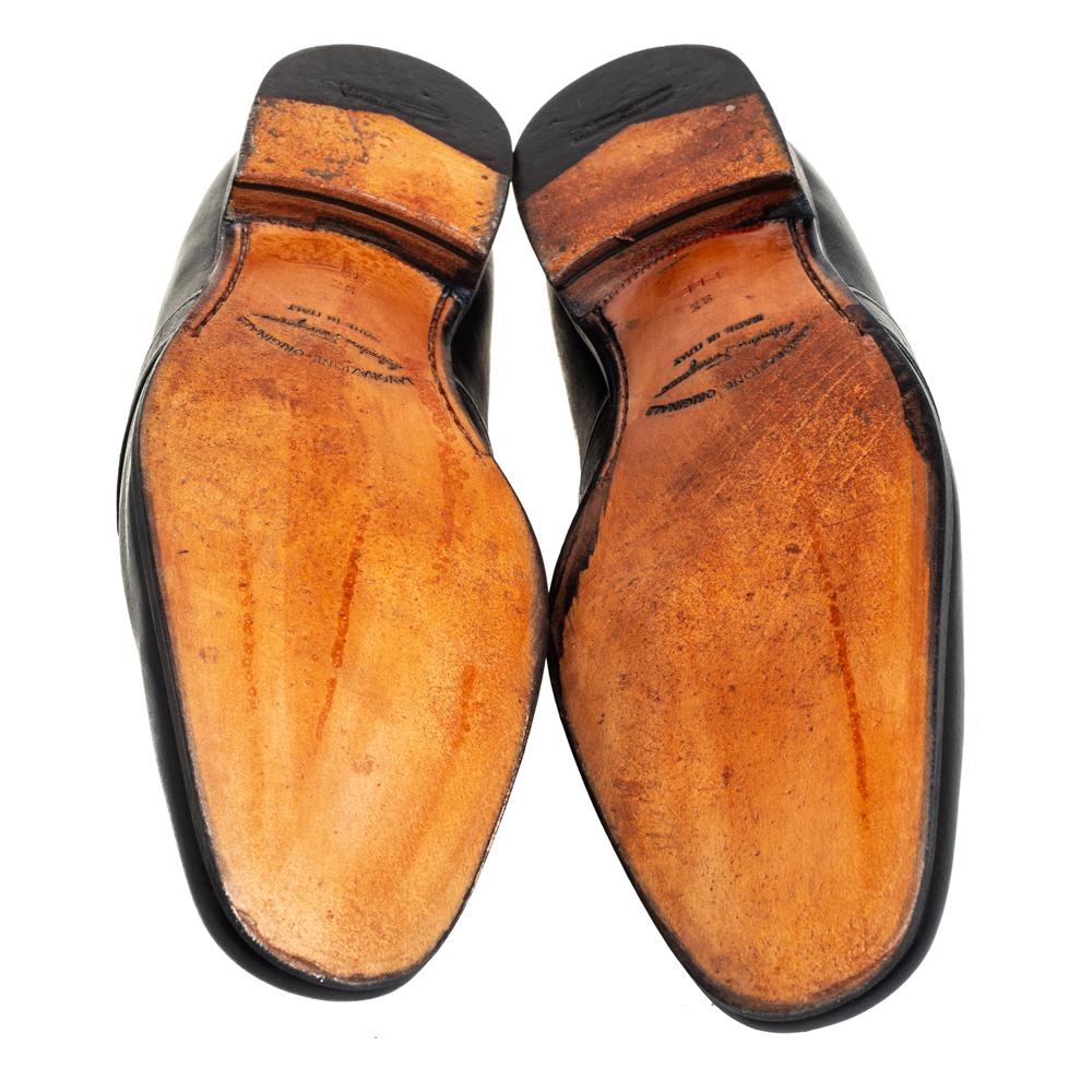 Men's Salvatore Ferragamo Black Leather Slip On Loafers Size 43.5 For Sale