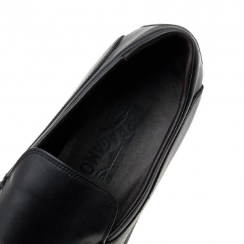 Salvatore Ferragamo Black Leather Slip On Penny Loafers Size 41 For Sale 1