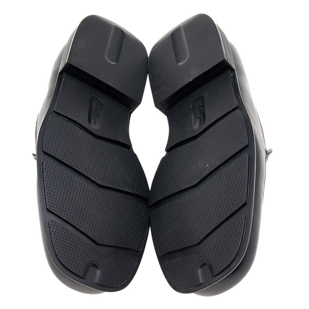 Salvatore Ferragamo Black Leather Slip On Penny Loafers Size 41 For Sale 1