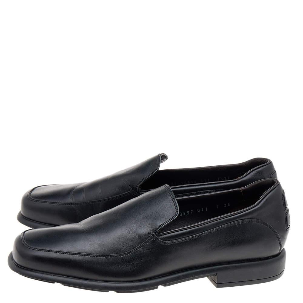 Salvatore Ferragamo Black Leather Slip On Penny Loafers Size 41 For Sale 2