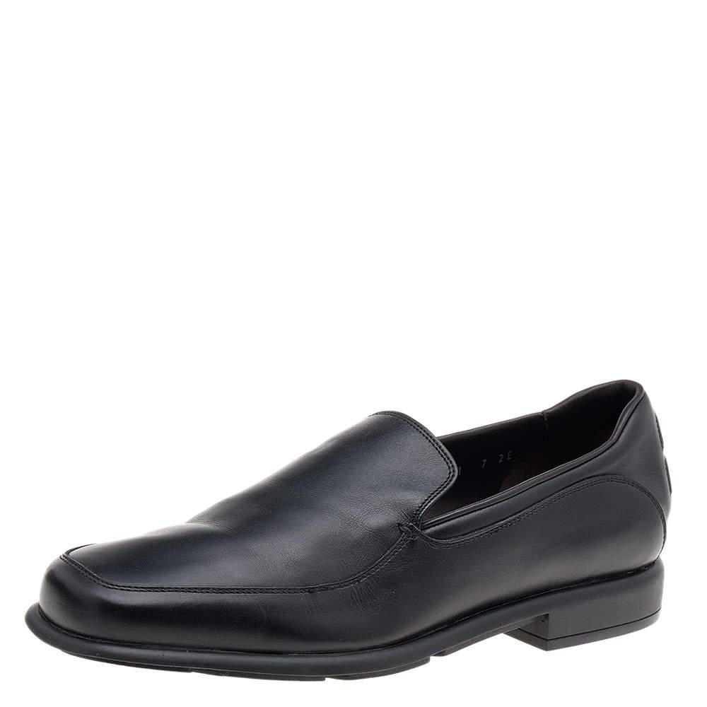 Salvatore Ferragamo Black Leather Slip On Penny Loafers Size 41 For Sale 3