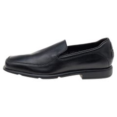 Used Salvatore Ferragamo Black Leather Slip On Penny Loafers Size 41
