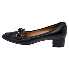 Salvatore Ferragamo Black Leather Slip on Pumps Size 37