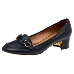 Salvatore Ferragamo Schwarz Leder Slip auf Pumps Größe 37