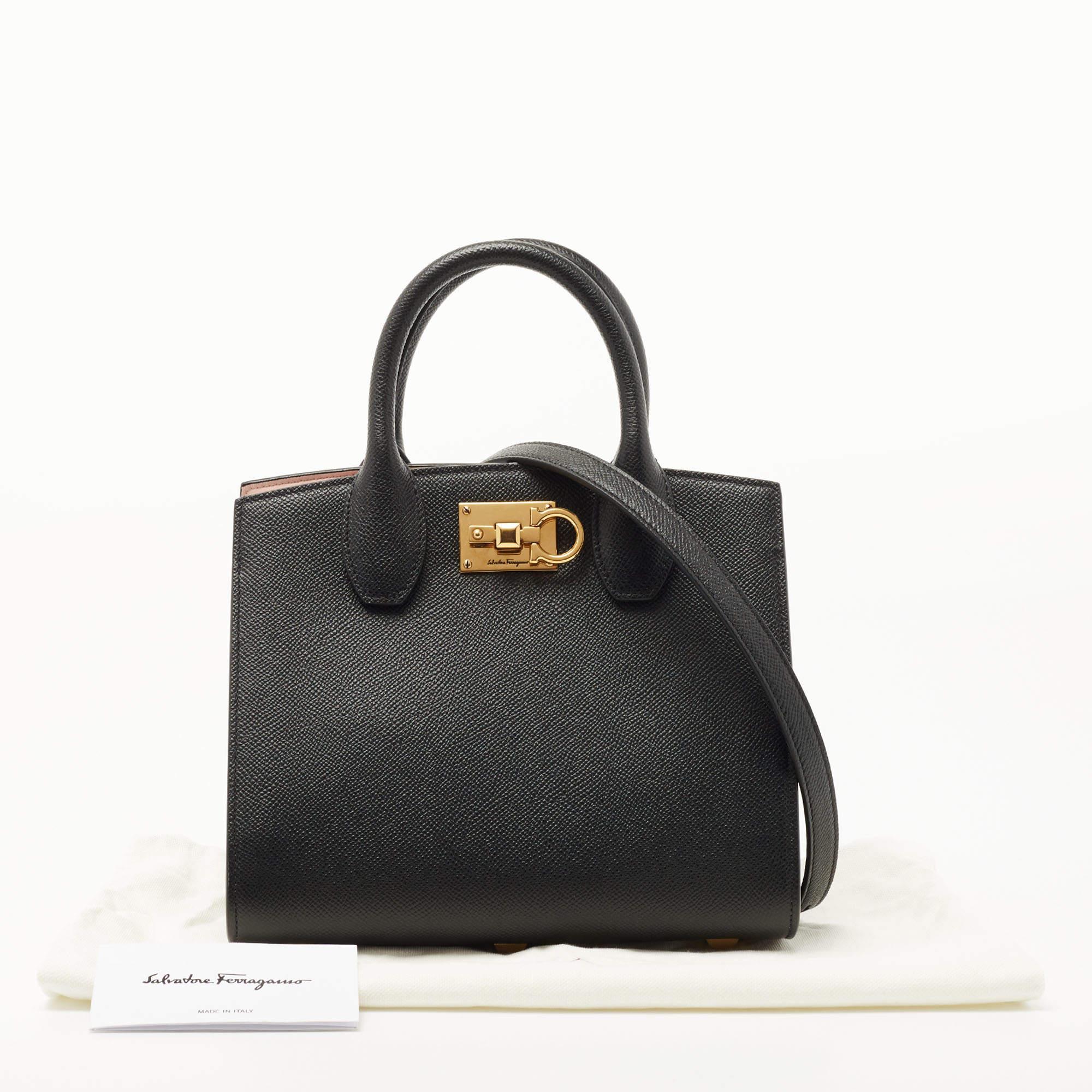 Salvatore Ferragamo Black Leather Small Studio Box Bag 8