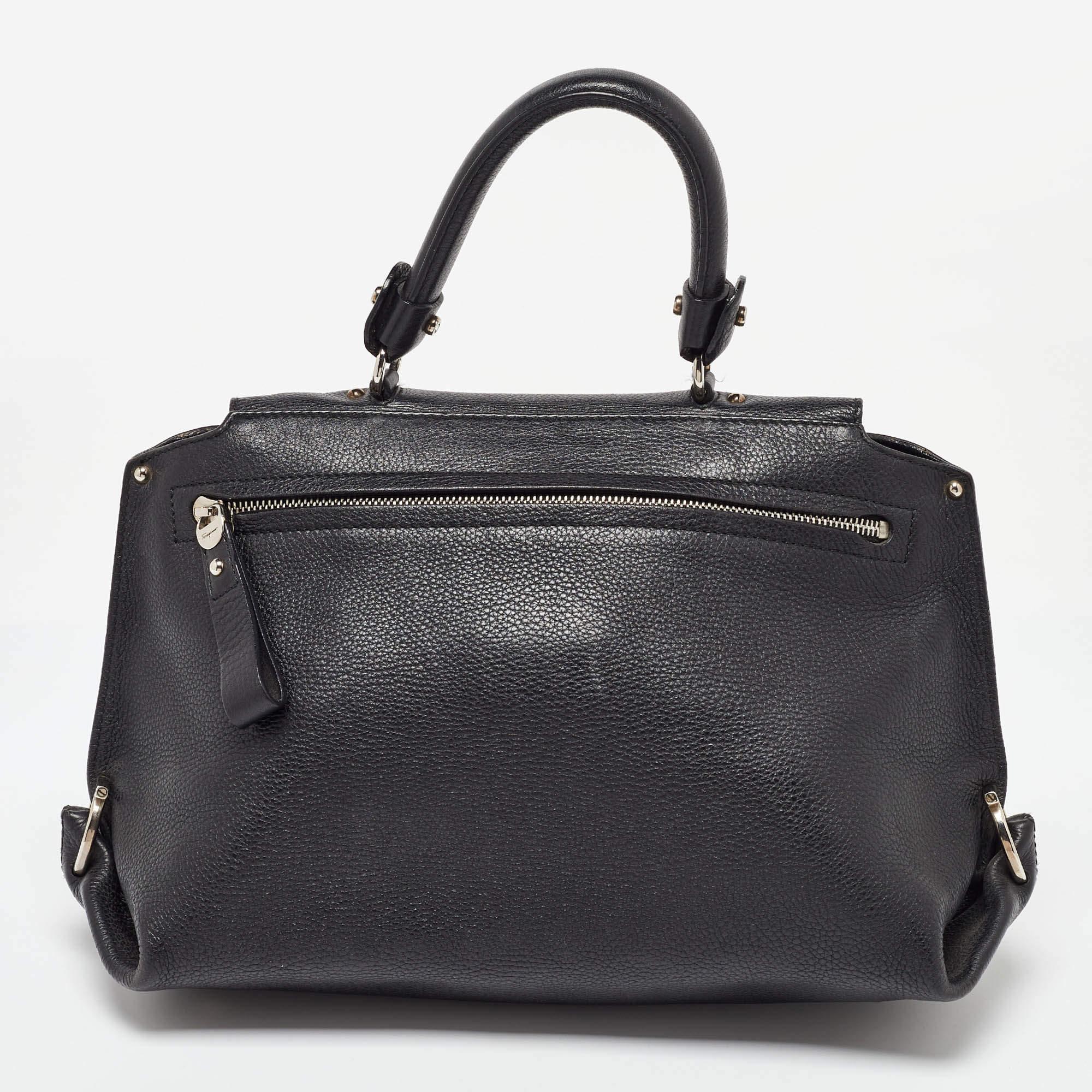 Women's Salvatore Ferragamo Black Leather Sofia Top Handle Bag