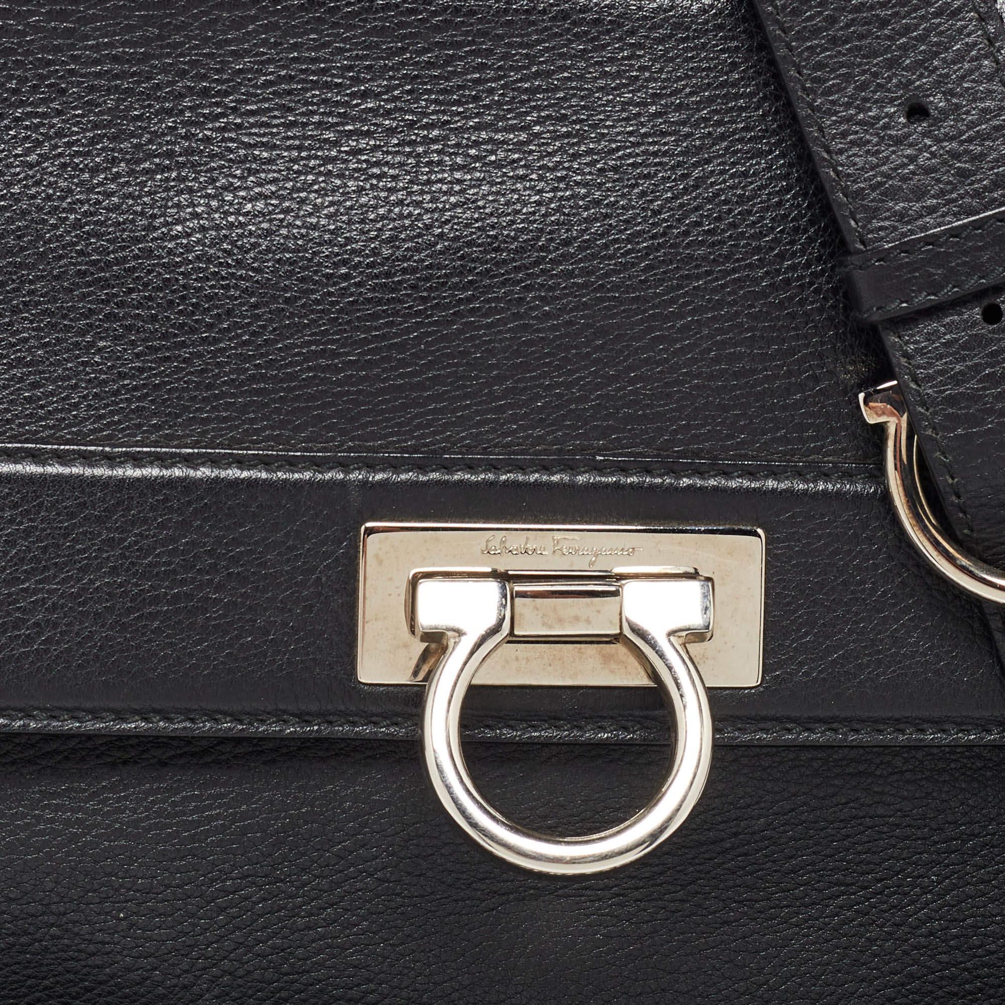 Salvatore Ferragamo Black Leather Sofia Top Handle Bag 1
