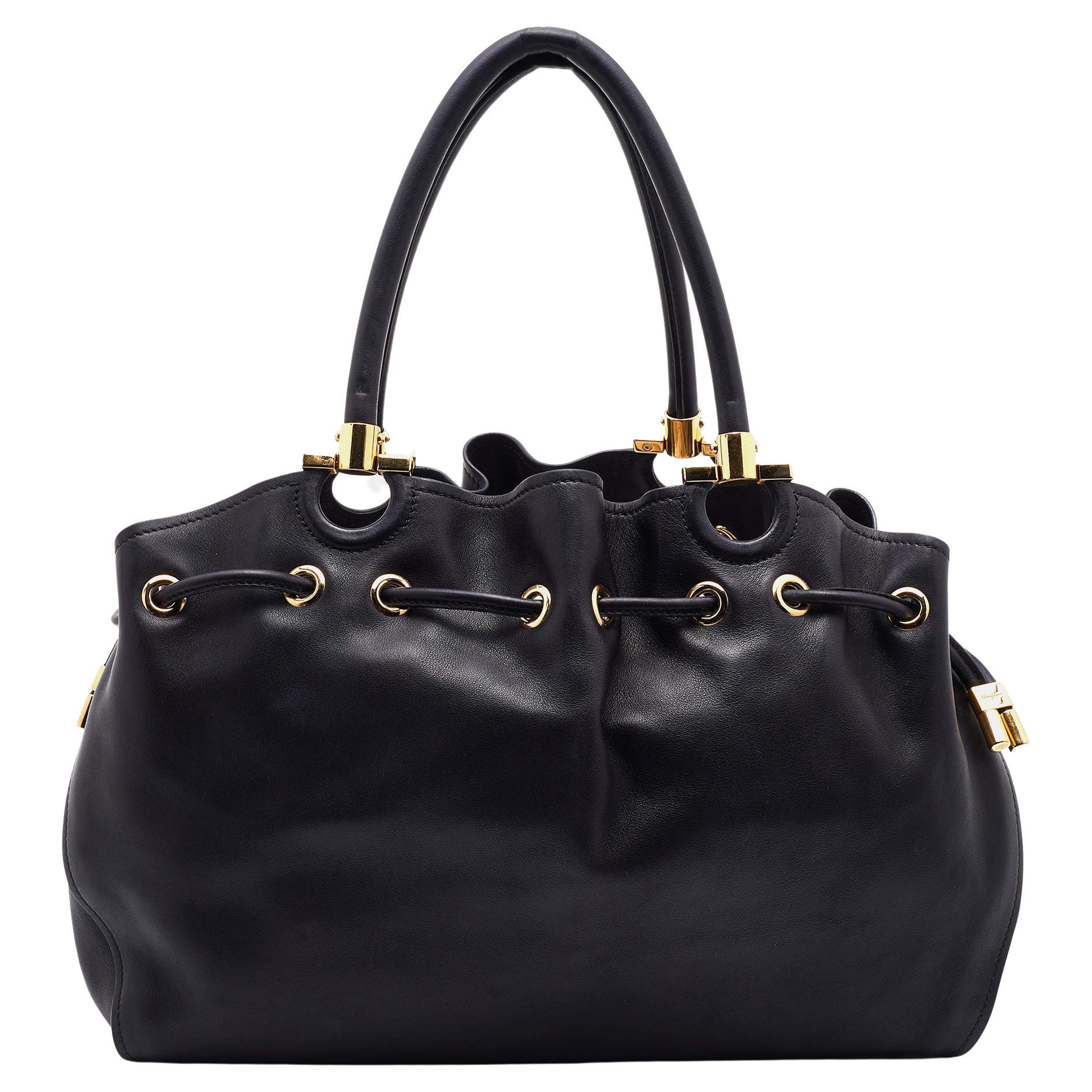 Salvatore Ferragamo Black Leather Sonia Tote