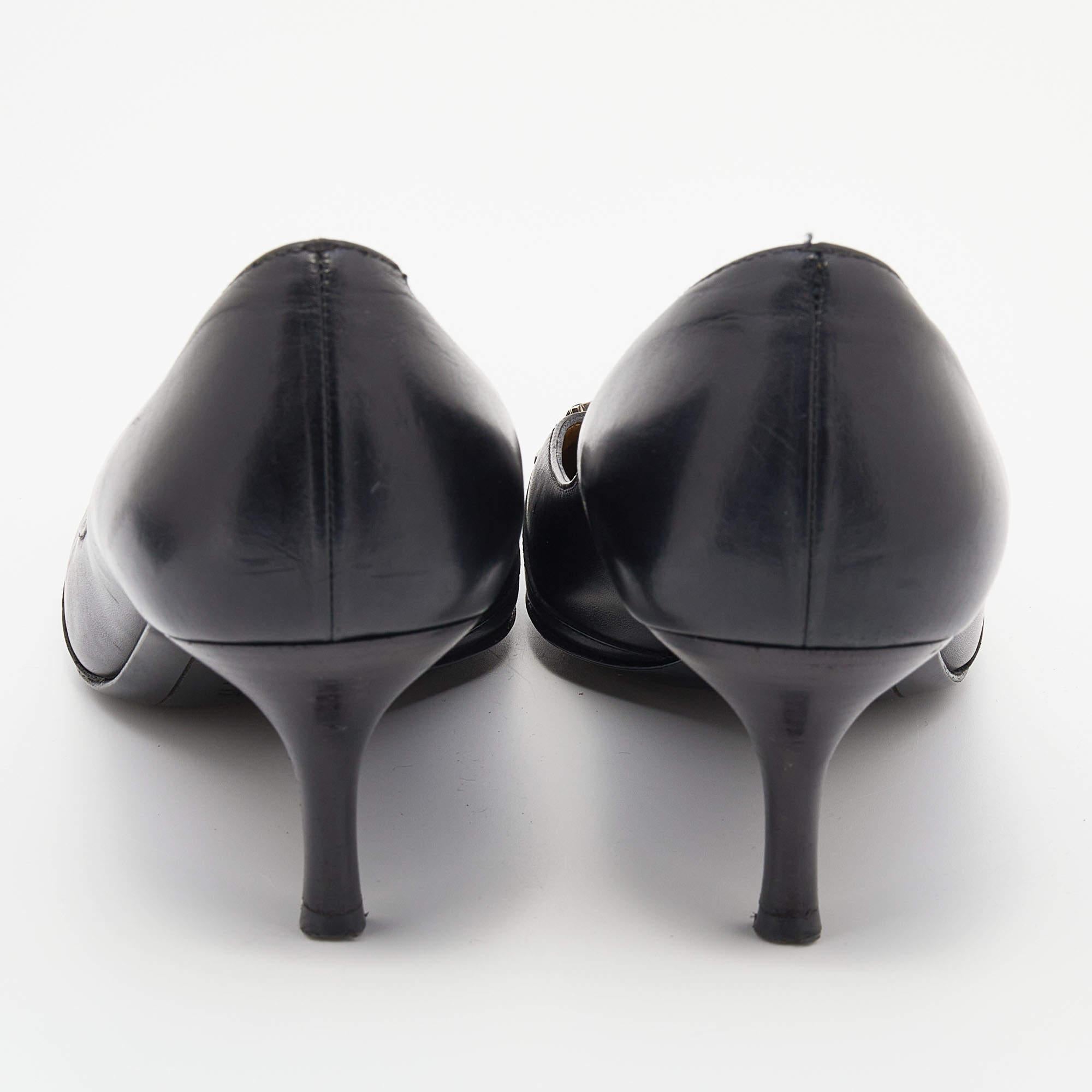 Salvatore Ferragamo Black Leather Square Toe Pumps Size 40 1