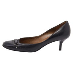 Salvatore Ferragamo Black Leather Square Toe Pumps Size 40