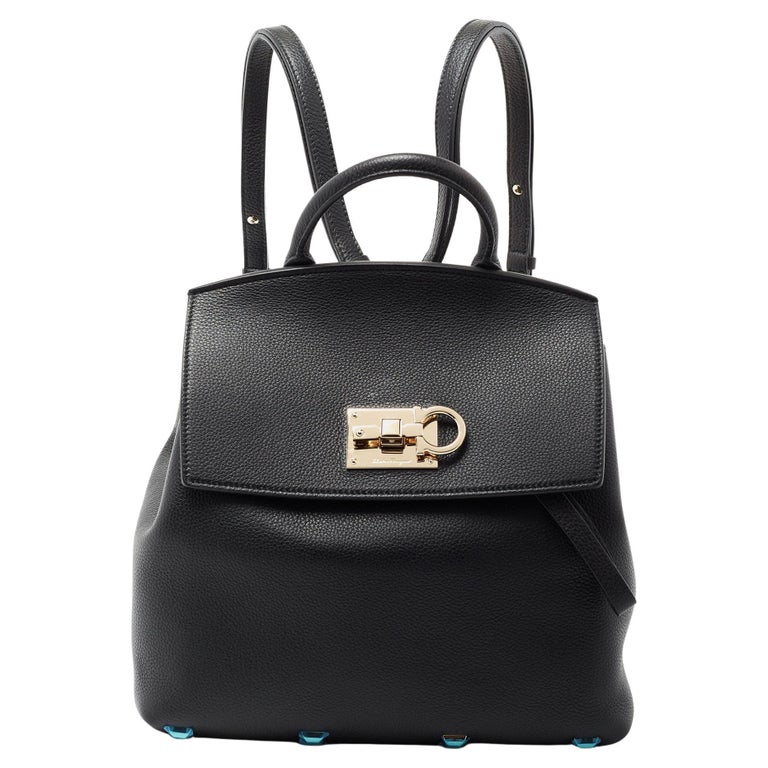 Salvatore Ferragamo Black Leather Studio Backpack at 1stDibs