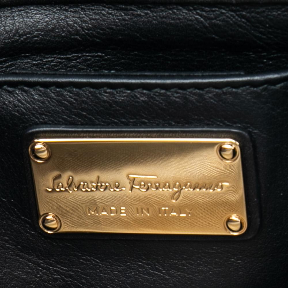 Salvatore Ferragamo Black Leather Thalia Wallet on Chain 7