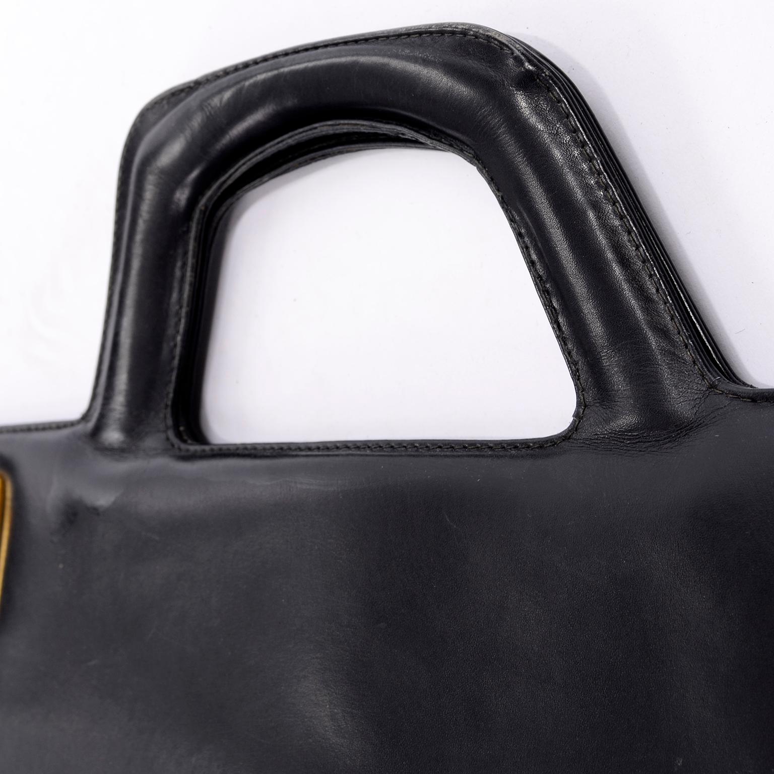 Salvatore Ferragamo Black Leather Top Handle Tote Handbag Shoulder Bag 7