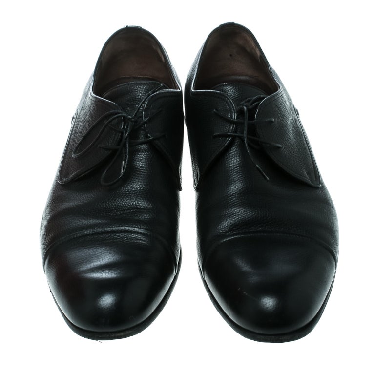 Salvatore Ferragamo Black Leather Tosco Lace Up Oxfords Size 44.5 For ...