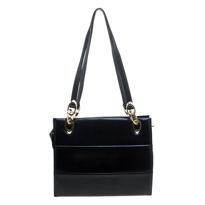 Women's Salvatore Ferragamo Black Leather Tote