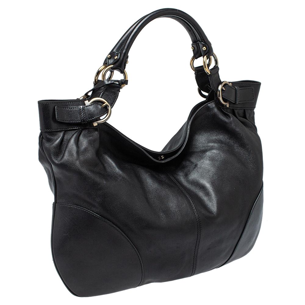 Salvatore Ferragamo Black Leather Tote For Sale at 1stDibs