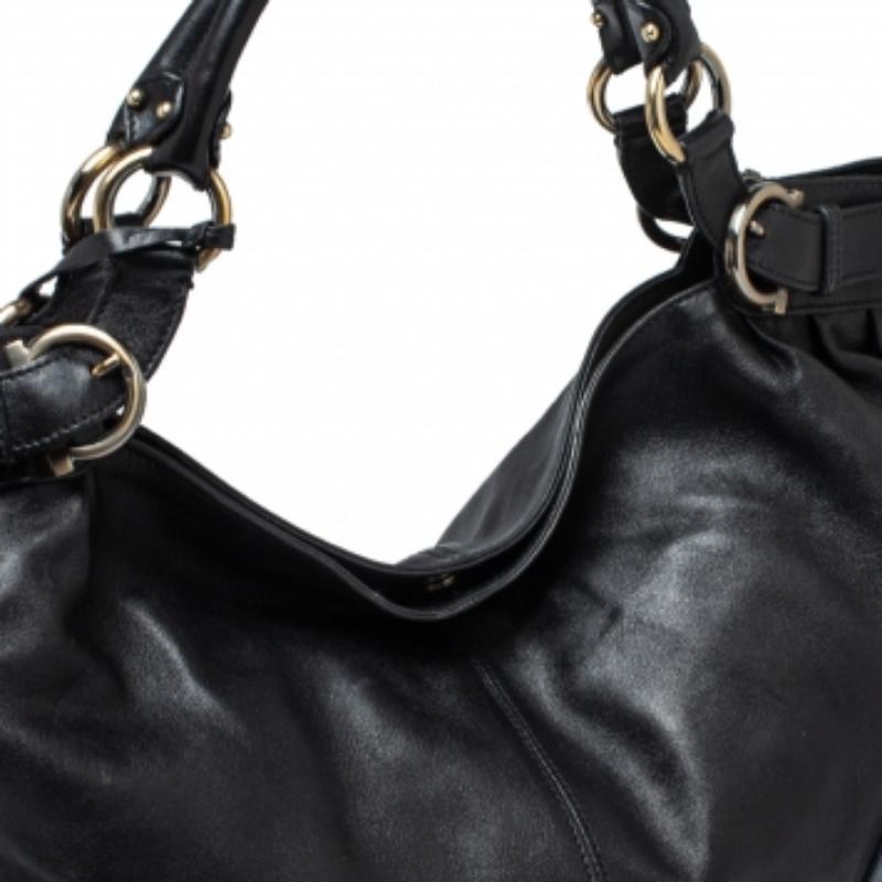 Salvatore Ferragamo Black Leather Tote For Sale 3