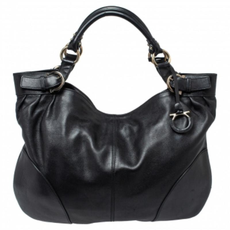 Salvatore Ferragamo Black Leather Tote For Sale 4
