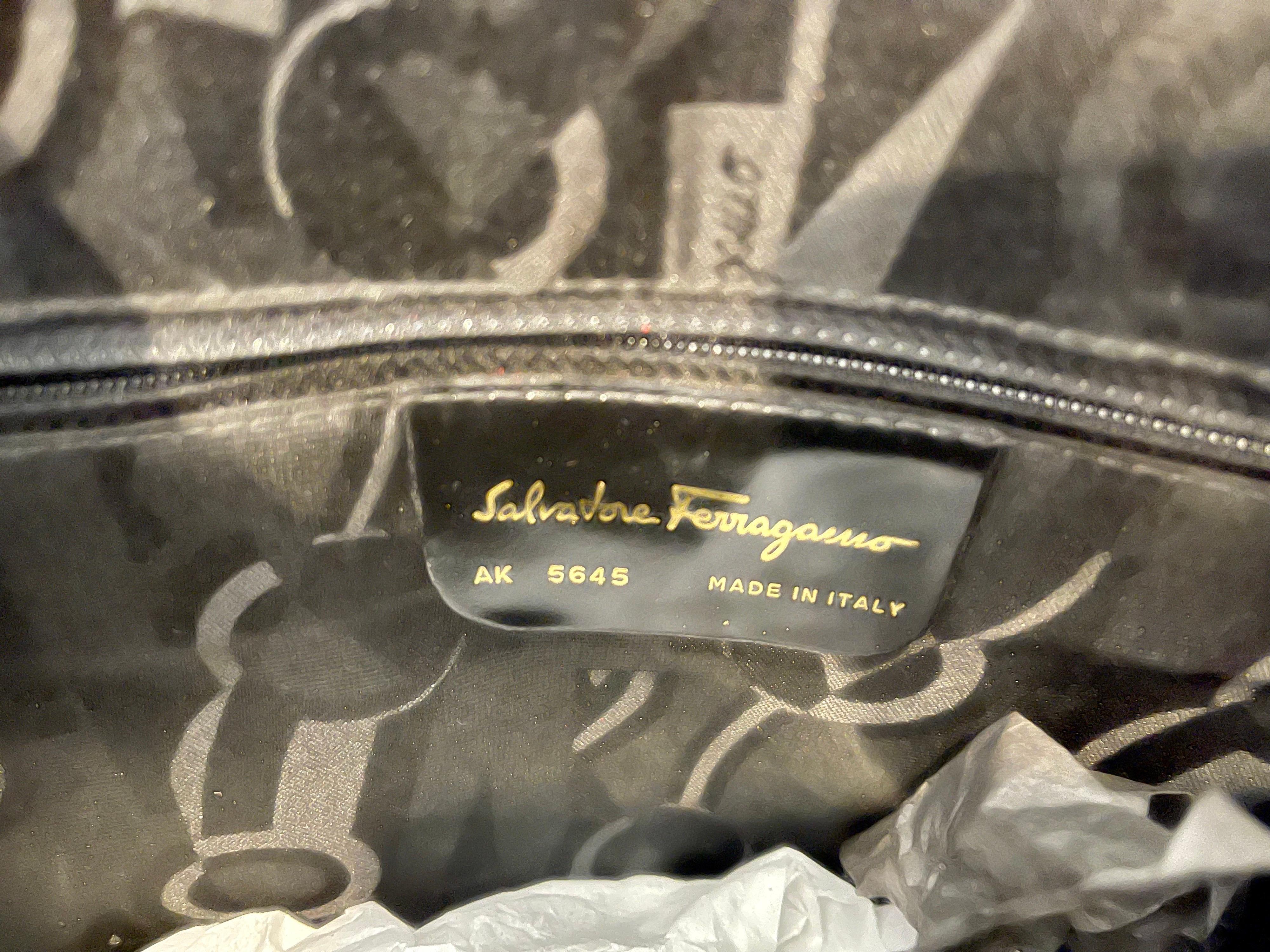 Salvatore Ferragamo Black  Leather Tote / Shoulder Bag Large with Gold Hardware 3