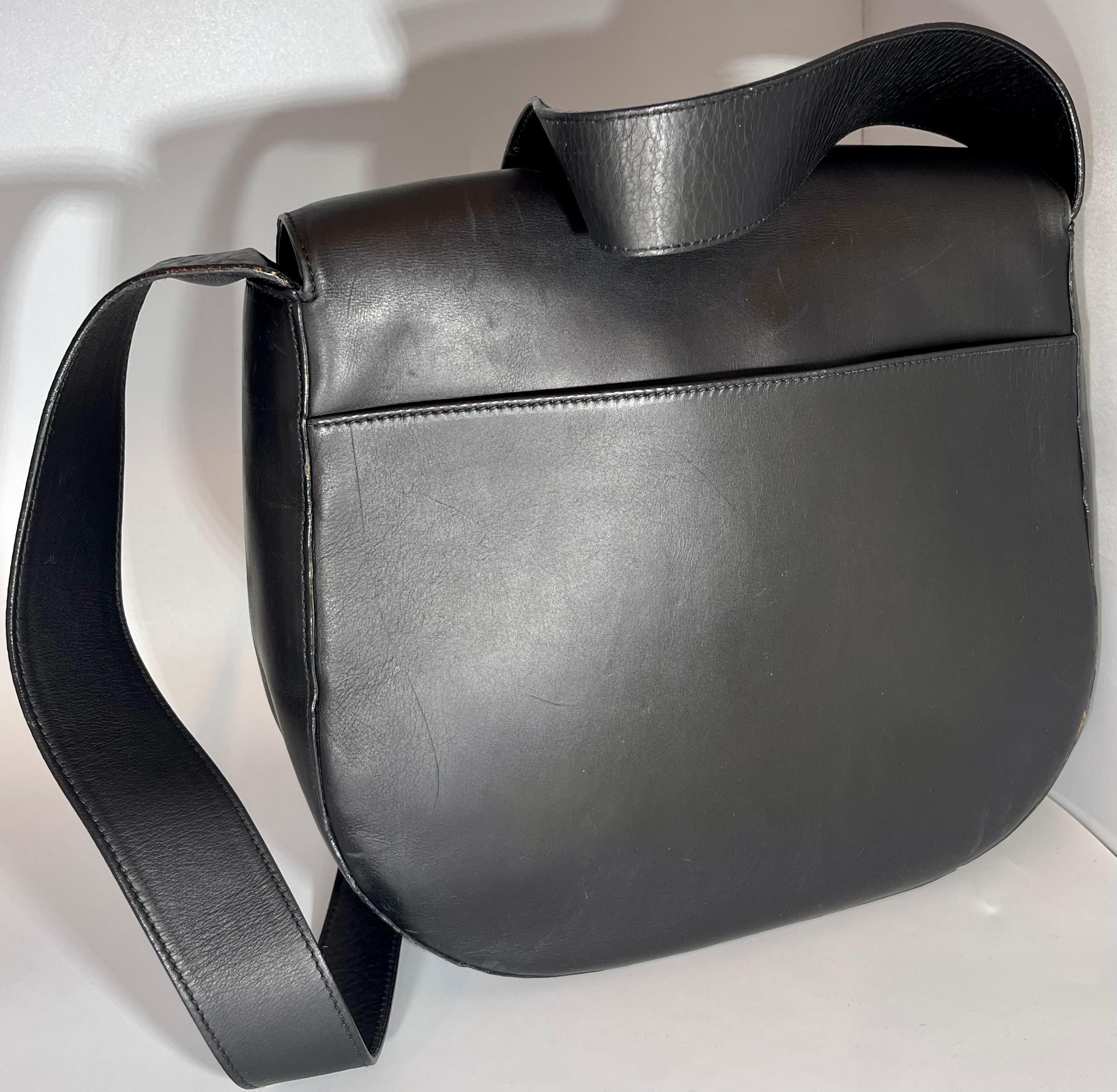Women's Salvatore Ferragamo Black  Leather Tote / Shoulder Bag  with Gold Hardware