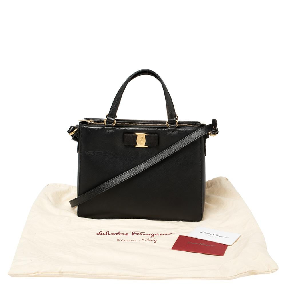 Salvatore Ferragamo Schwarz Leder Tracy Umhängetasche 8