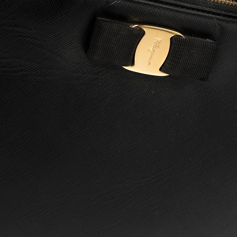 Salvatore Ferragamo Schwarz Leder Tracy Umhängetasche 3
