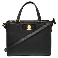 Salvatore Ferragamo Black Leather Tracy Shoulder Bag