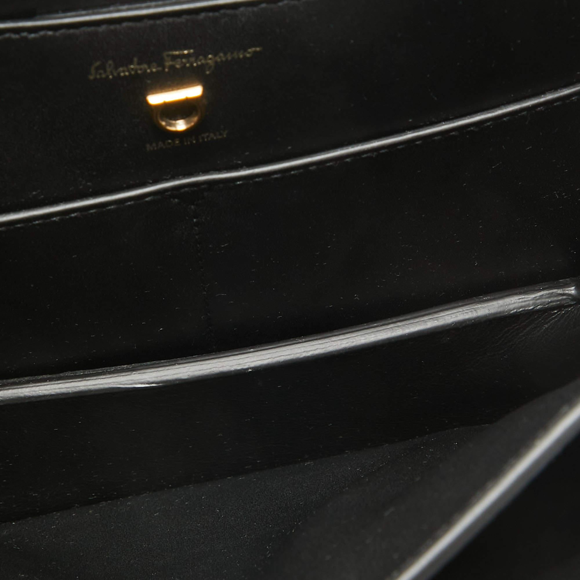 Salvatore Ferragamo Black Leather Trifolio Flap Shoulder Bag 4