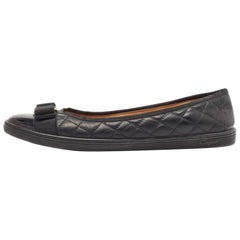 Salvatore Ferragamo Black Leather Varina Ballet Flats Size 39.5
