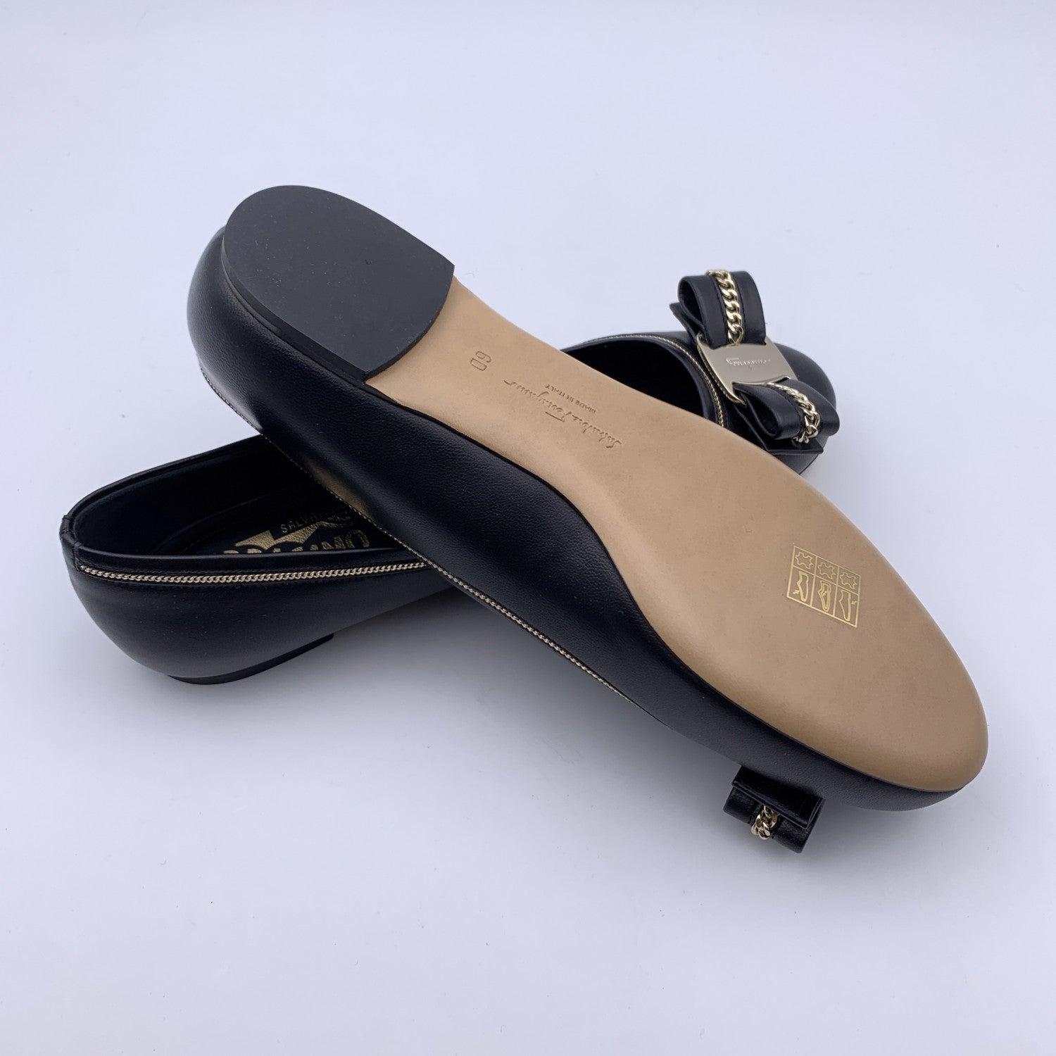 Salvatore Ferragamo Black Leather Varina Lux Ballet Flat Size 5.5C 36C 2