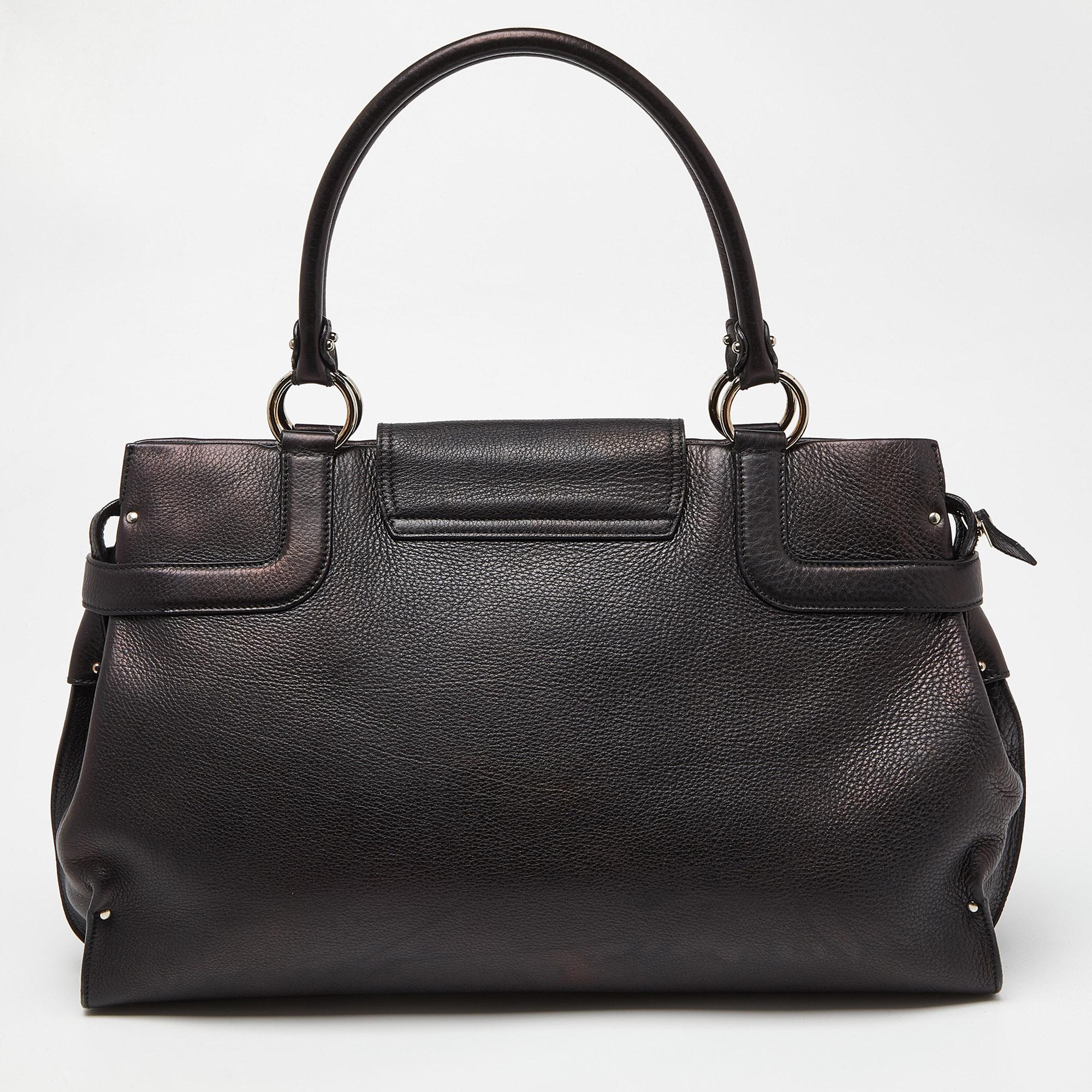 Women's Salvatore Ferragamo Black Leather Virna Tote