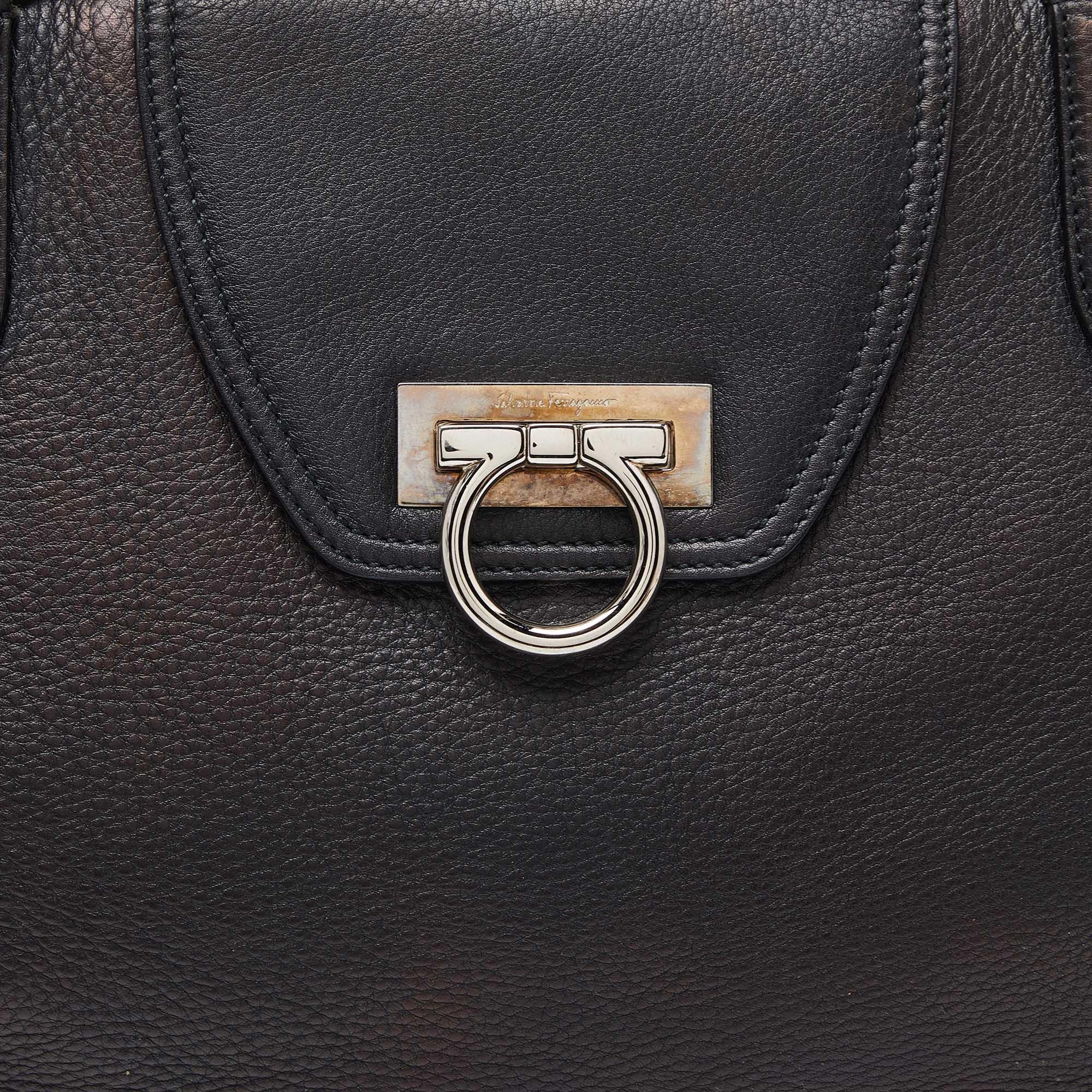 Salvatore Ferragamo Black Leather Virna Tote 2