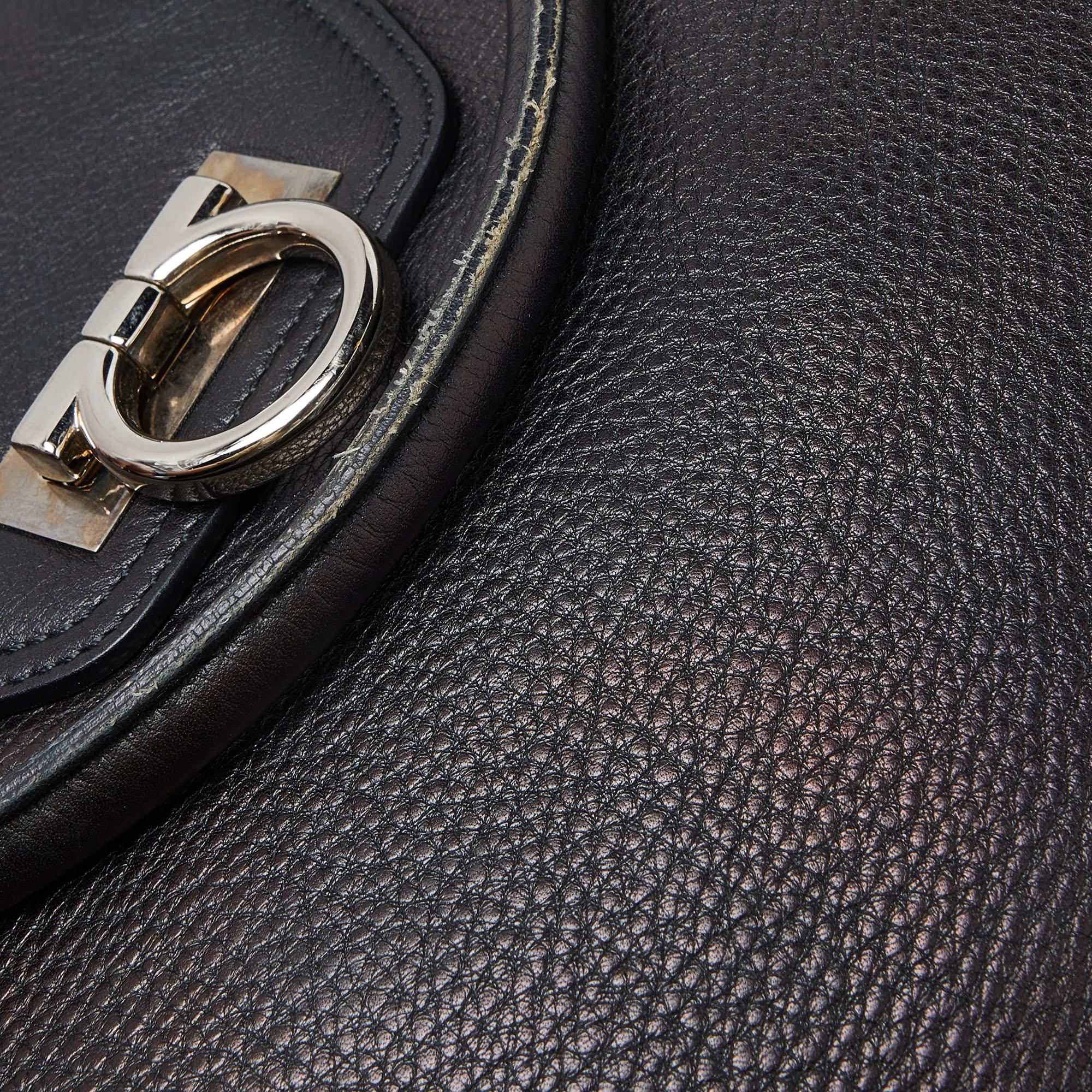 Salvatore Ferragamo Black Leather Virna Tote 3
