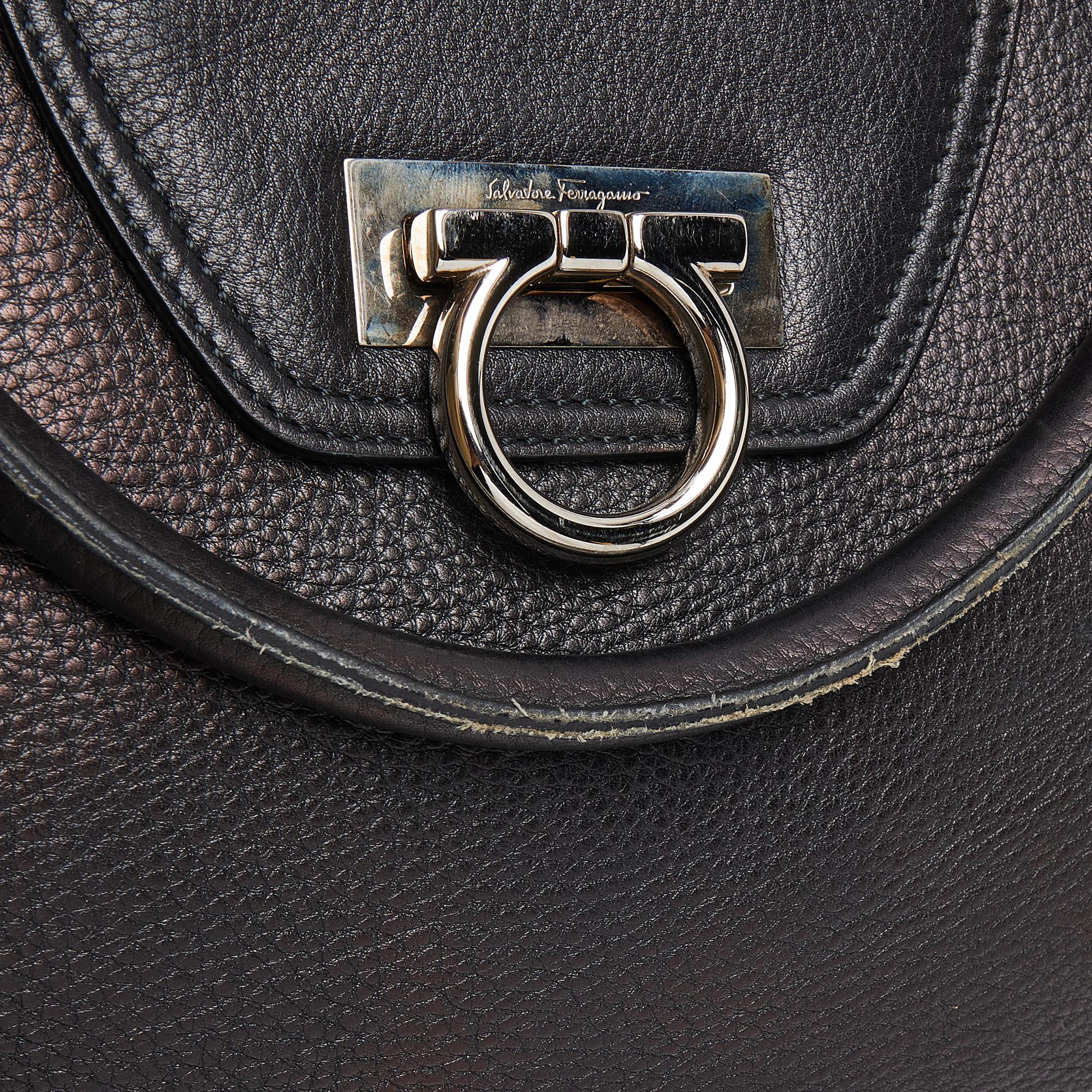 Salvatore Ferragamo Black Leather Virna Tote 4