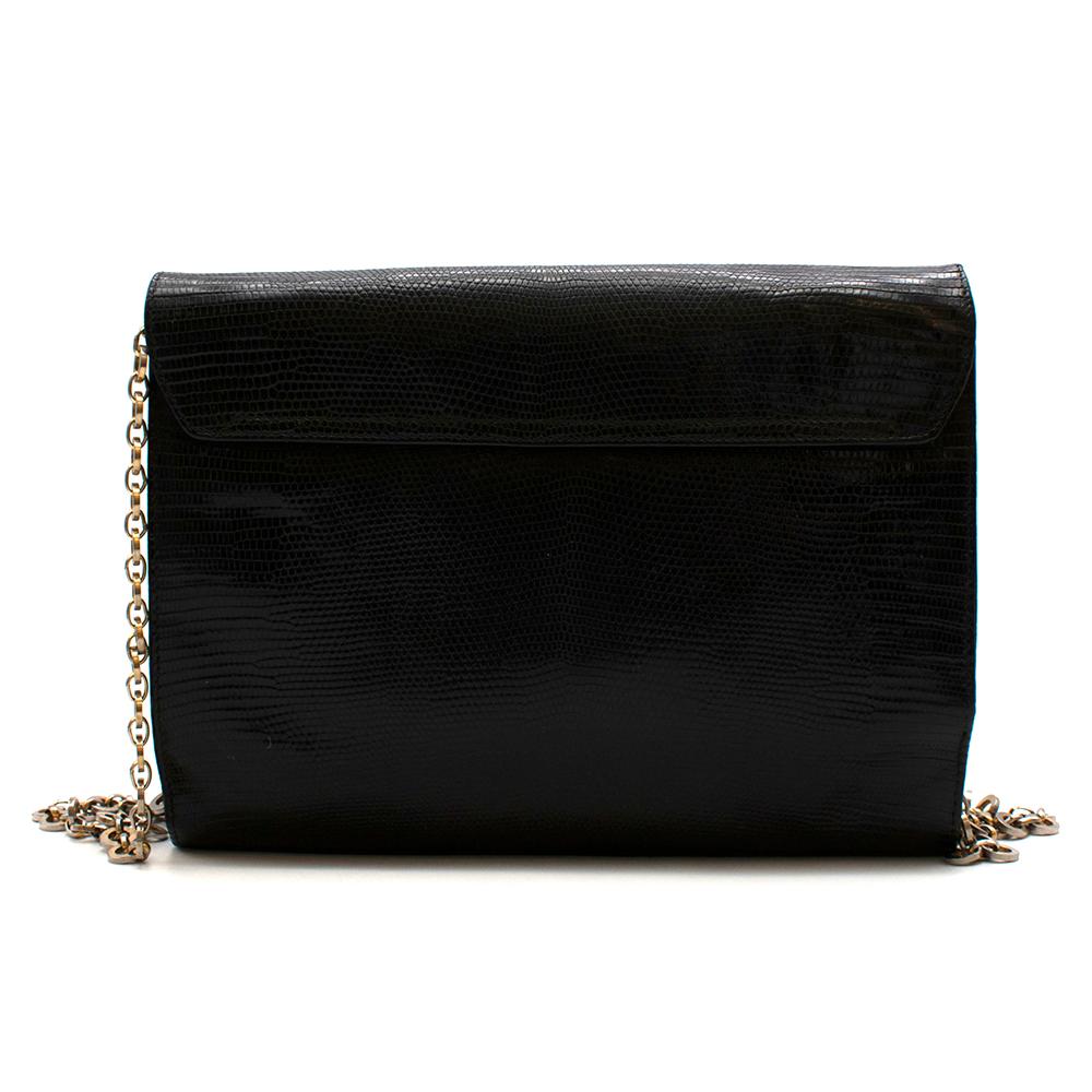 Salvatore Ferragamo Schwarze Vintage Umhängetasche aus Eidechsenhaut im Zustand „Gut“ im Angebot in London, GB