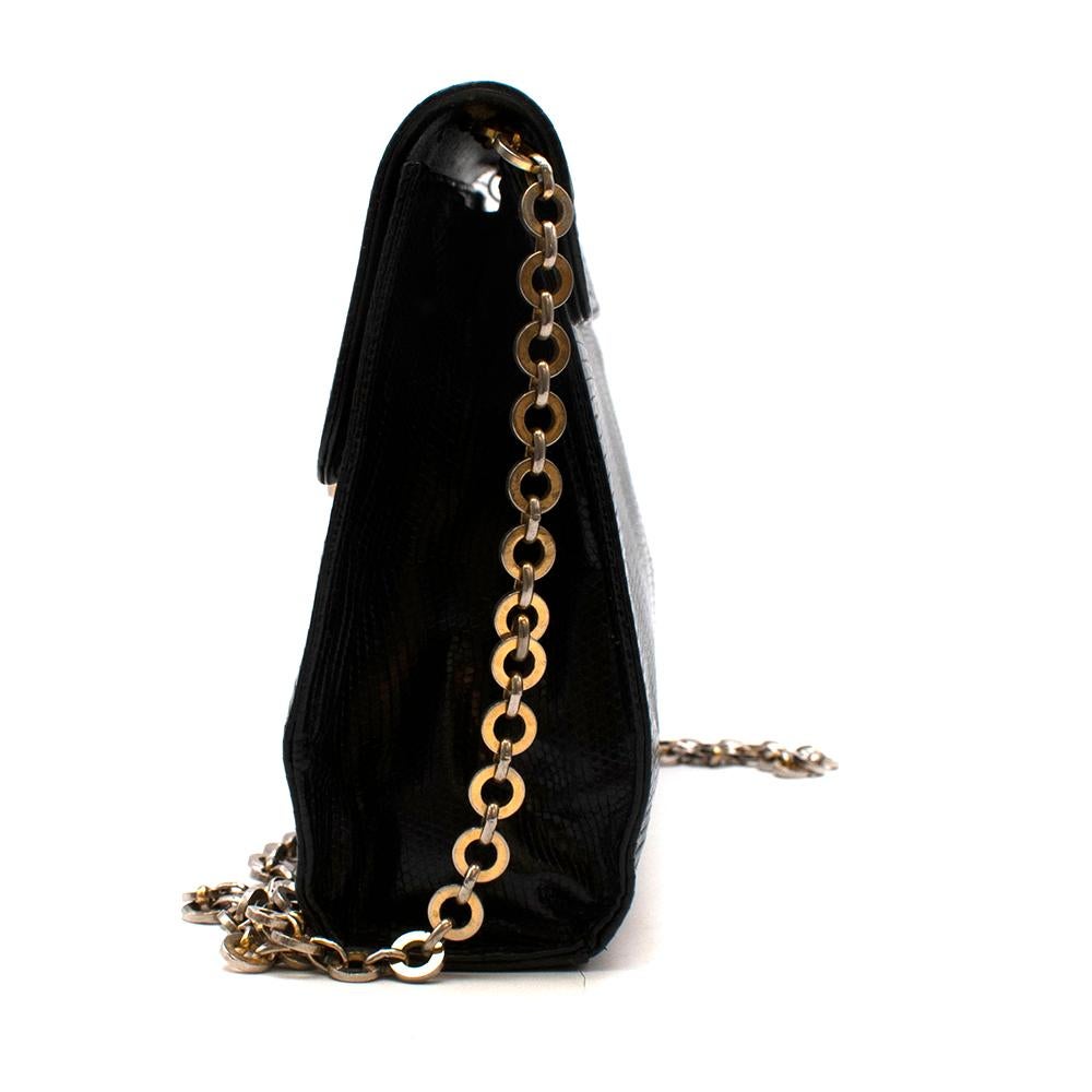 Salvatore Ferragamo Schwarze Vintage Umhängetasche aus Eidechsenhaut Damen im Angebot