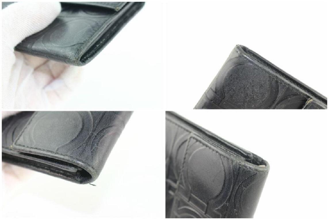 Salvatore Ferragamo Black Long Gancini Logo Embossed Long Flap 21mz1220 Wallet For Sale 1